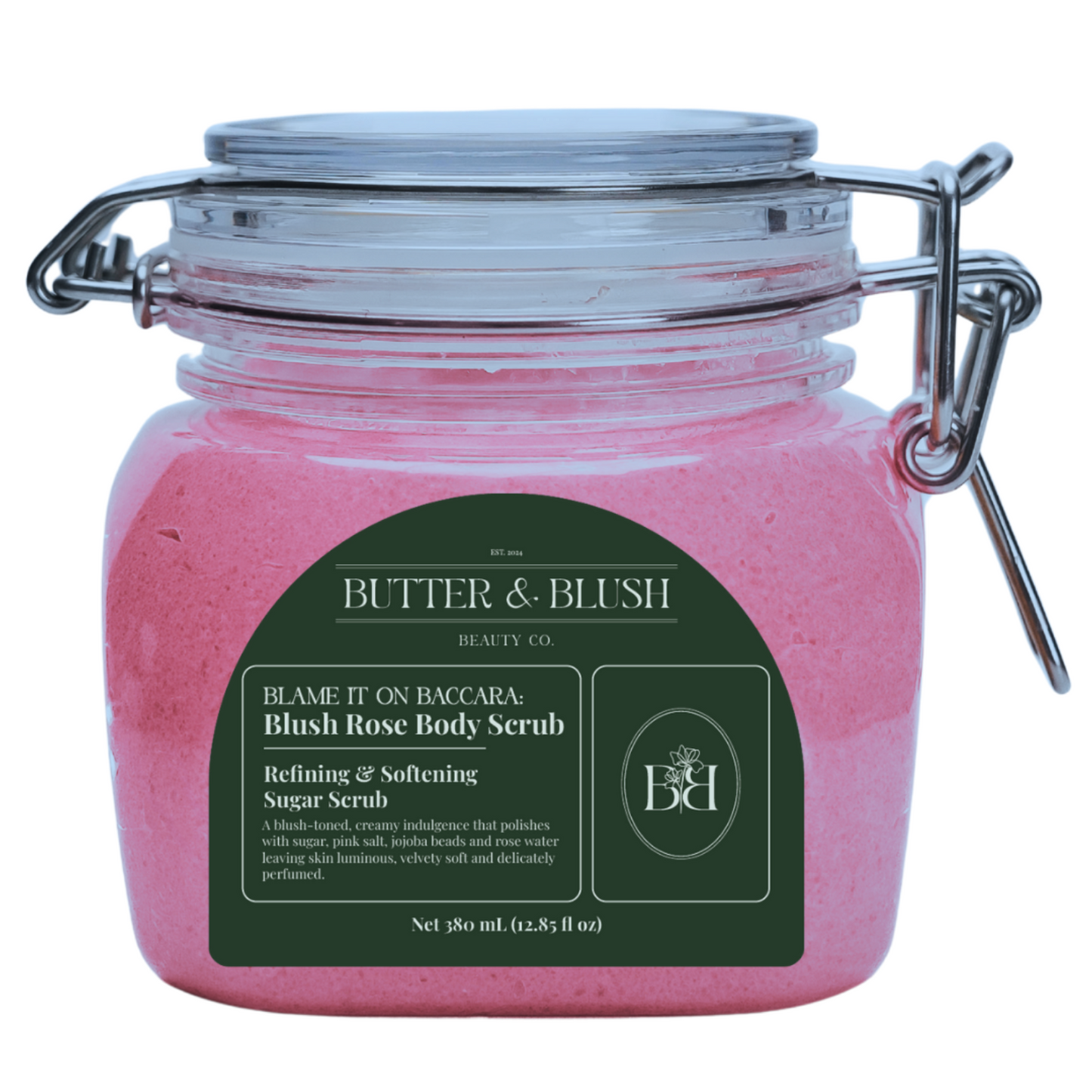 Blame It on Baccara: Blush Rose Body Scrub (380 ml airtight jar)