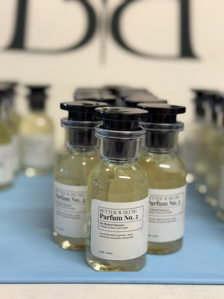 Parfum No. 2 bottles lined after filling