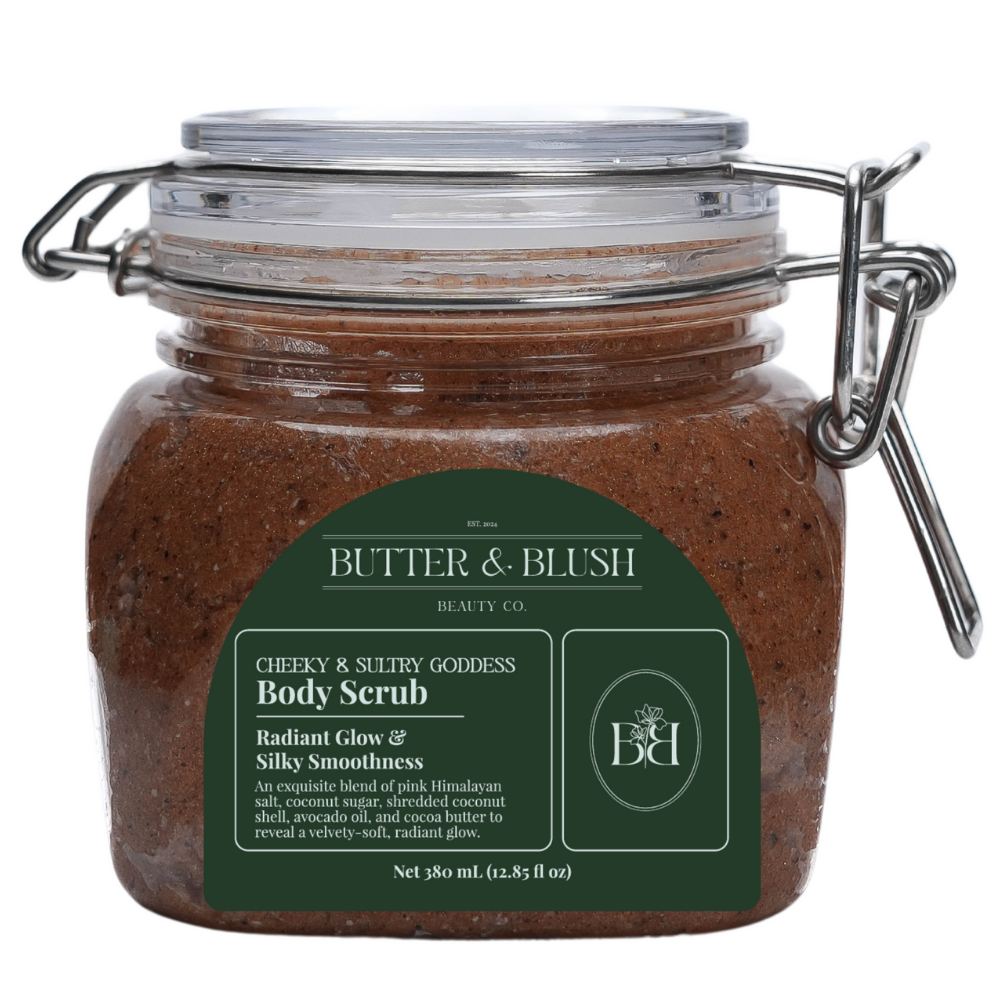 Cheeky & Sultry Goddess Body Scrub: Sugar & Pink Himalayan Salt Body Scrub (airtight jar)