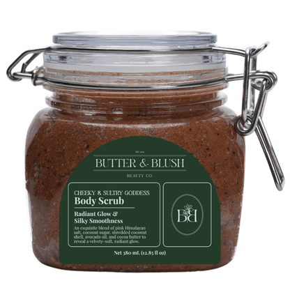 Cheeky & Sultry Goddess Body Scrub: Sugar & Pink Himalayan Salt Body Scrub (airtight jar)