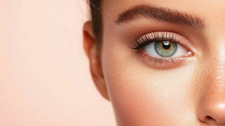 Close-up of a refreshed-looking eye area with smooth skin, the Erase and De-Puff Eye Mask ritual