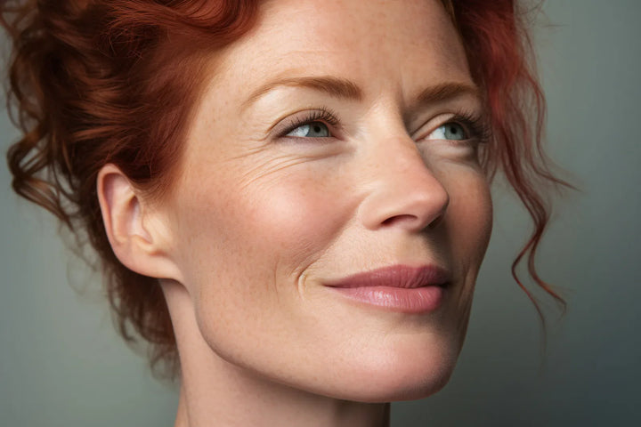 Model with softly hydrated-looking skin smiling toward the light, the Luscious Boosting Water Cream ritual