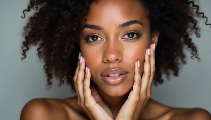 Model framing her freshly cleansed face with both hands, the Superfruit Micellar Gel ritual