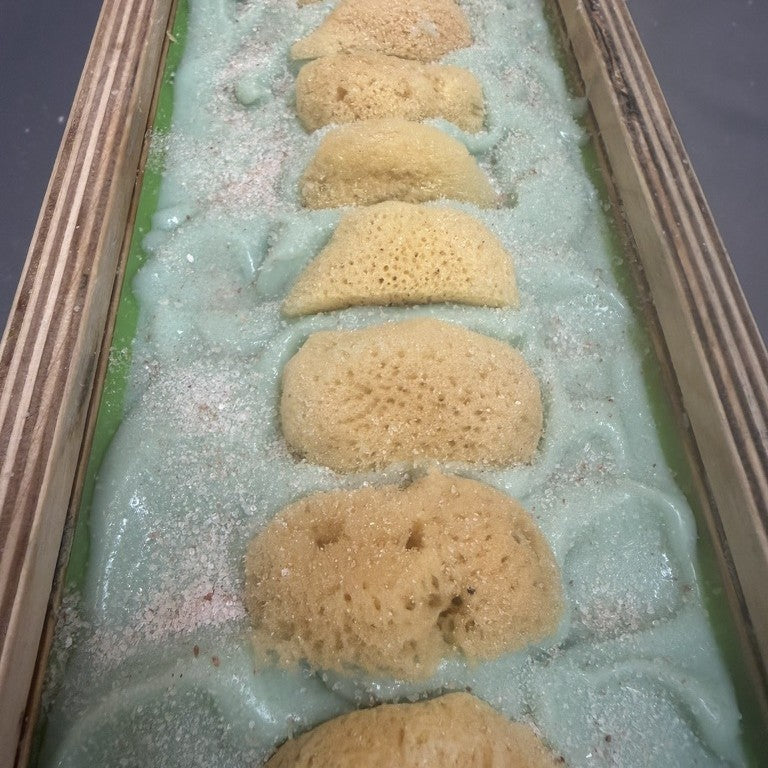 Sea Salt Couture Bar loaf set with natural sea sponges and pink salt